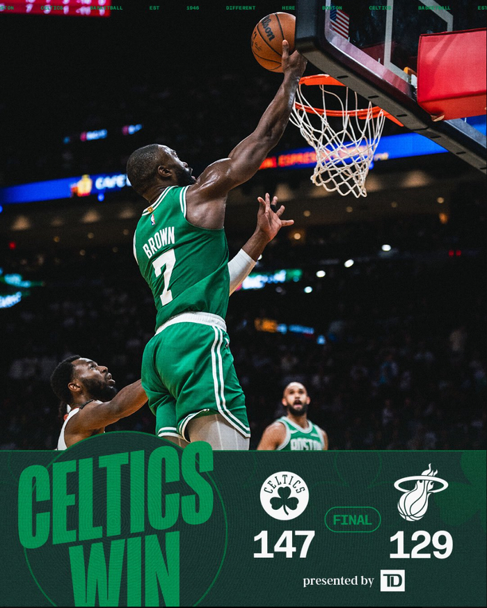 塔图姆复出首战高效三双引领凯尔特人大胜热火